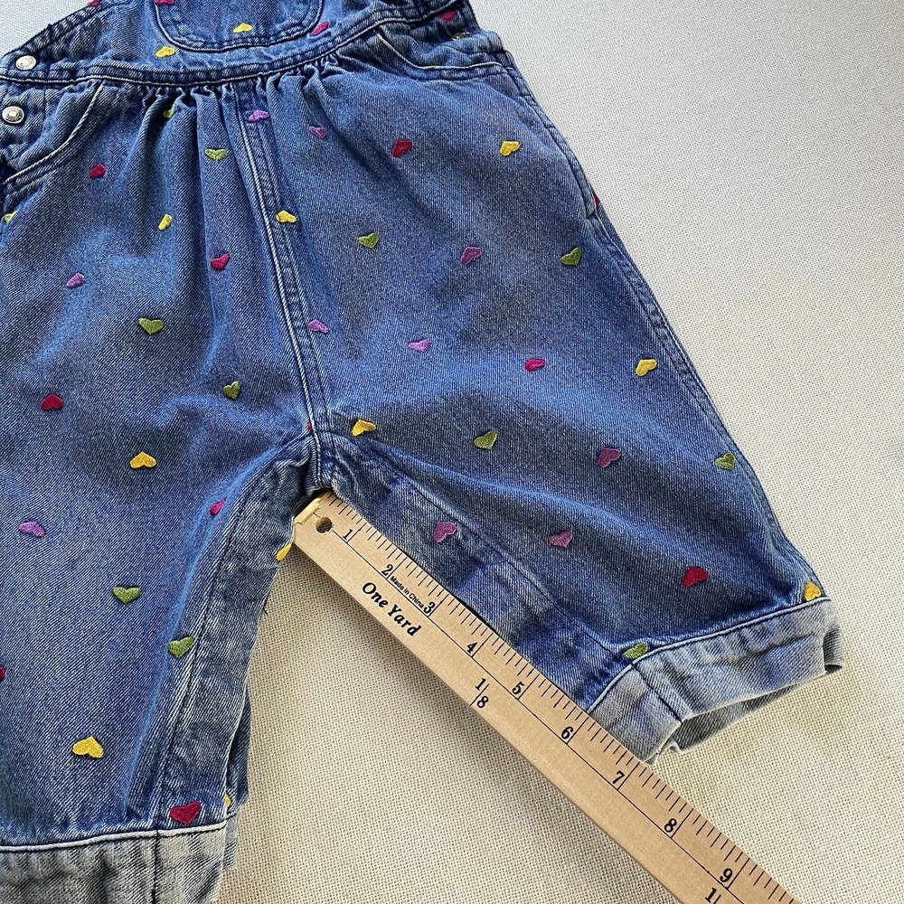 Vintage Carter's Girls Blue Denim Overalls 18-24M Embroidered Hearts Y2K - Picture 13 of 16
